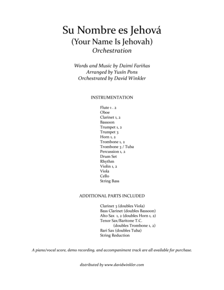 Su Nombre es Jehová (Your Name Is Jehovah) - orchestration image number null