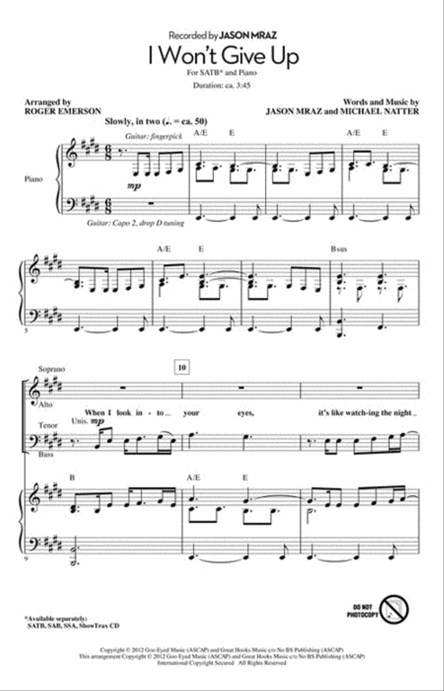 I Won't Give Up 4-Part scores gallery preview page 2