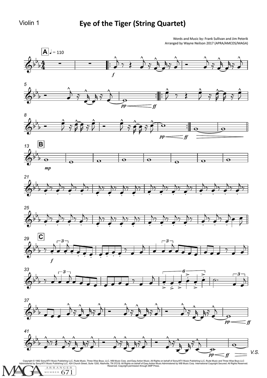Eye Of The Tiger String Quartet scores gallery preview page 6