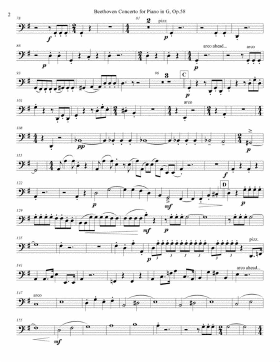 Concertos for Five Beethoven Piano Concerto in G maj. First mvnt Arr. for String Quartet, String par Piano Quintet scores gallery preview page 2