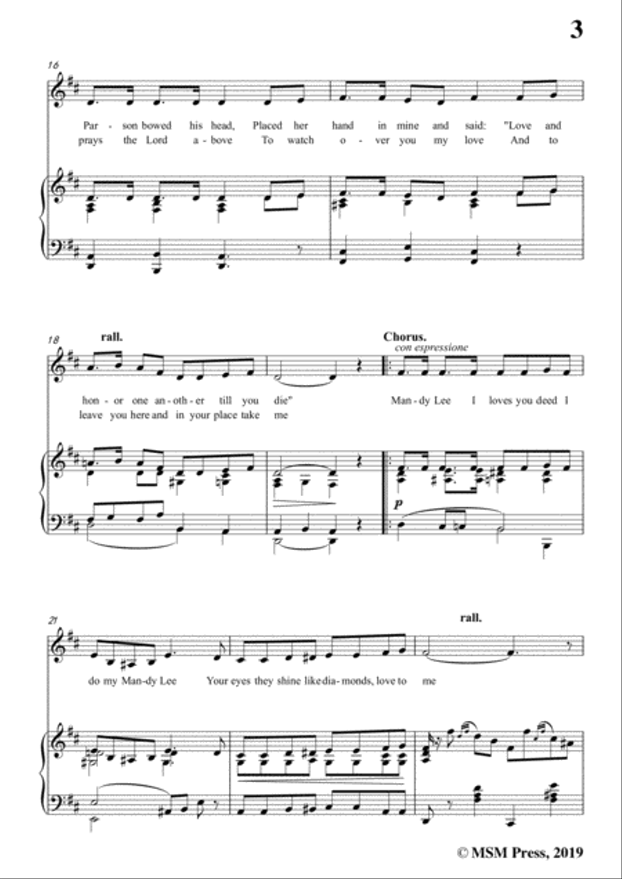 Thurland Chattaway-Mandy Lee,in D Major,for Voice and Piano Voice Solo scores gallery preview page 5