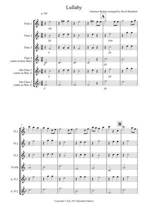 Book cover for Brahms Lullaby for Flute Quartet
