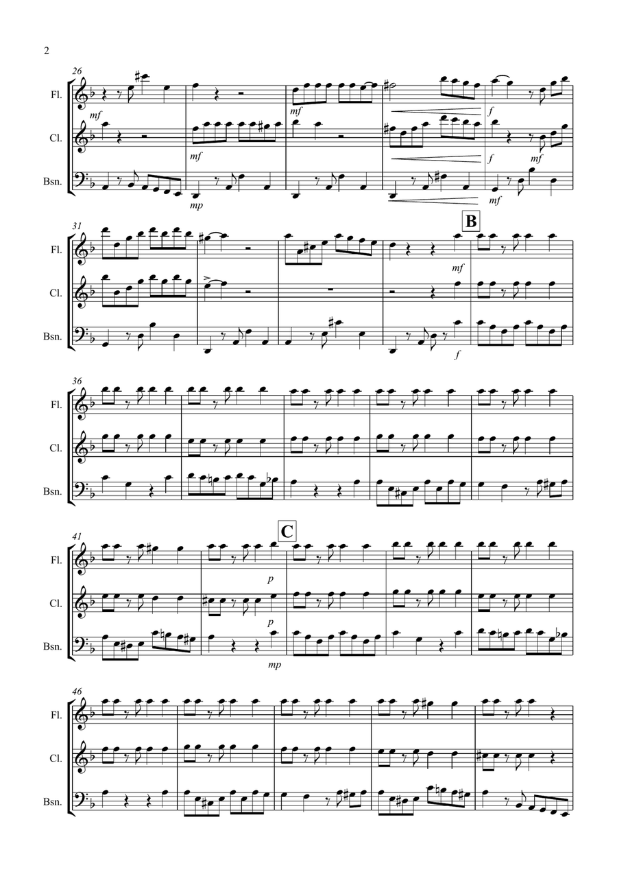 Tango á Trois for Wind Trio Tango á Trois for Wind Trio Woodwind Trio scores gallery preview page 2
