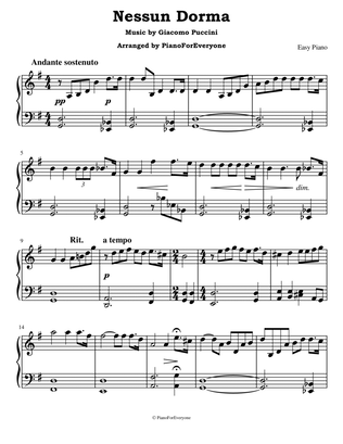 Nessun Dorma - Puccini (Easy Piano)