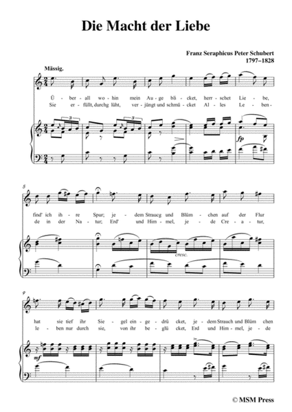 Schubert-Die Macht der Liebe,in C Major,for Voice&Piano image number null