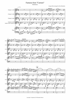 Intermezzo (Fantasia from Carmen) for Clarinet Quartet