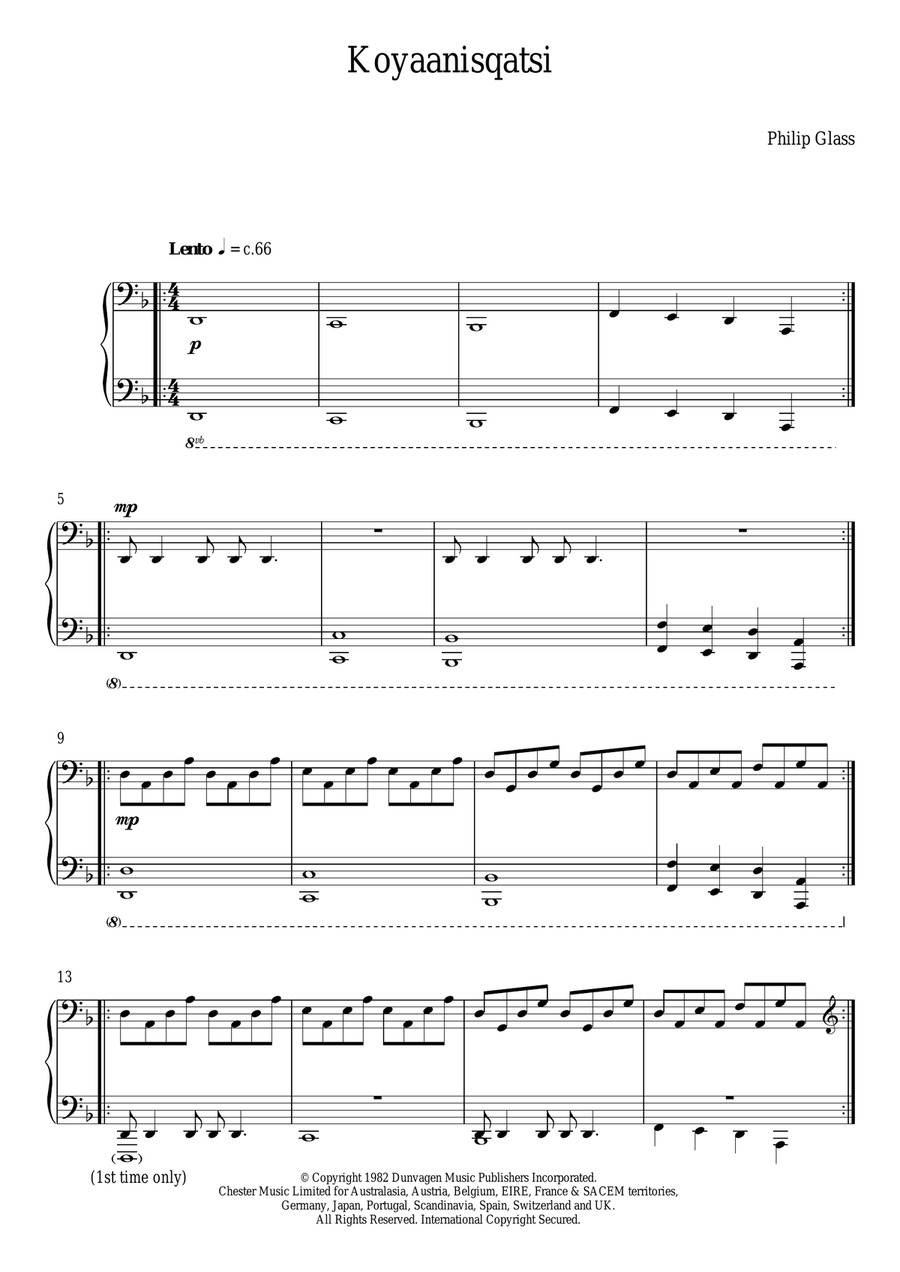 Koyaanisqatsi Piano Solo scores gallery preview page 1