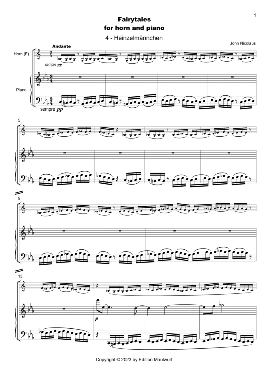 Heinzelmaennchen (Fairy Tales for Horn and Piano) Horn scores gallery preview page 1