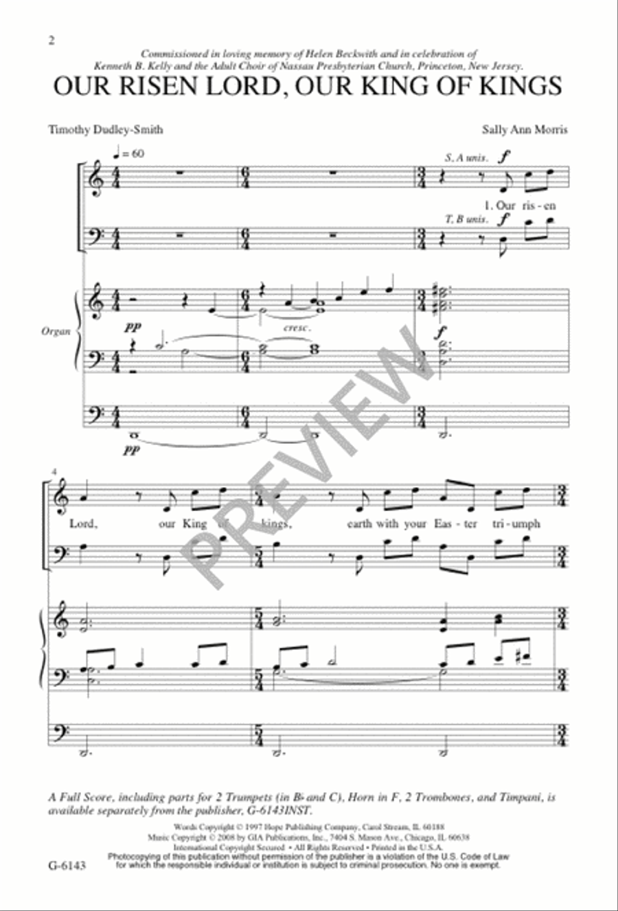 Our Risen Lord, Our King of Kings 4-Part scores gallery preview page 2