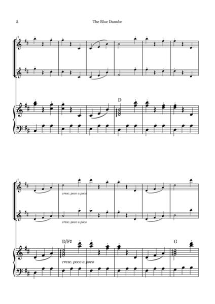 The Blue Danube - Flute Duet with Piano and Chord Notations image number null