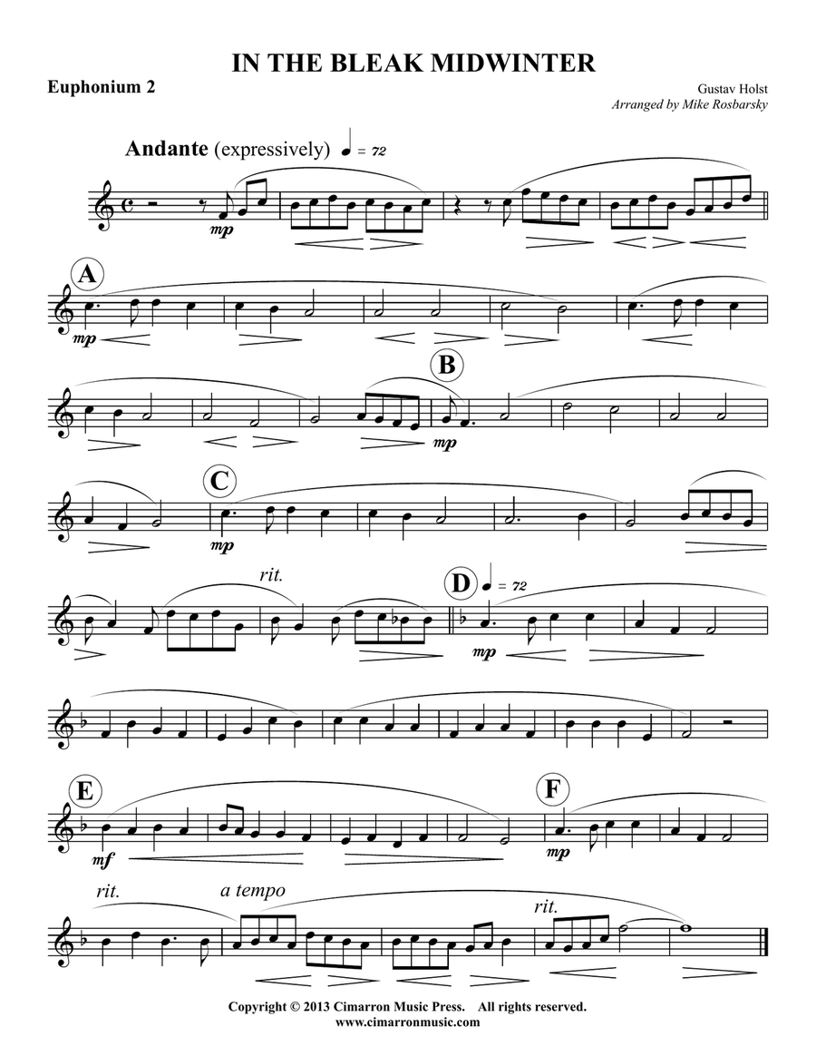In the Bleak Midwinter by Gustav Holst Euphonium - Digital Sheet Music page 5