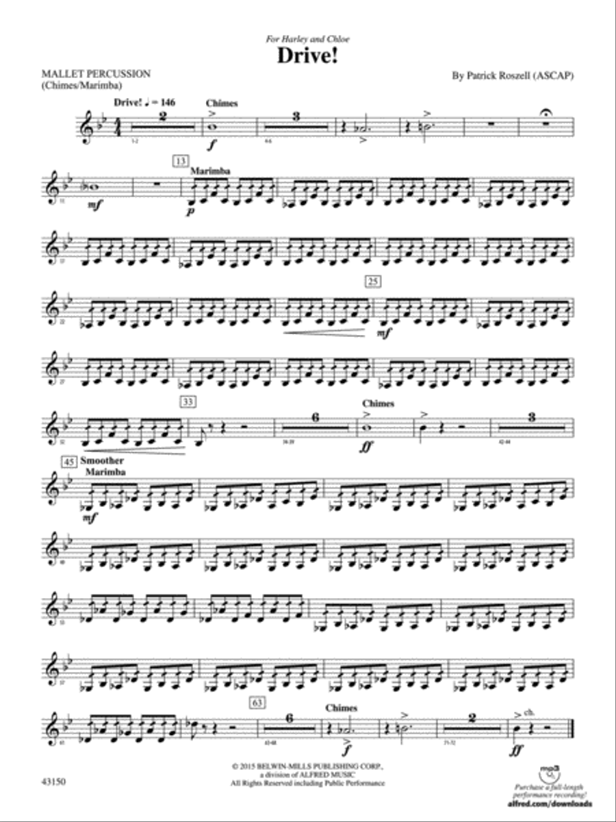 Drive!: Mallets Drive!: Mallets Concert Band scores gallery preview page 1