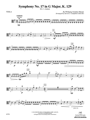 Symphony No. 17 in G Major, K. 129: Viola