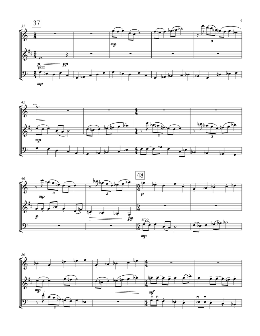 Three Jazzy Pieces for Flute, Clarinet and Cello Small Ensemble scores gallery preview page 3