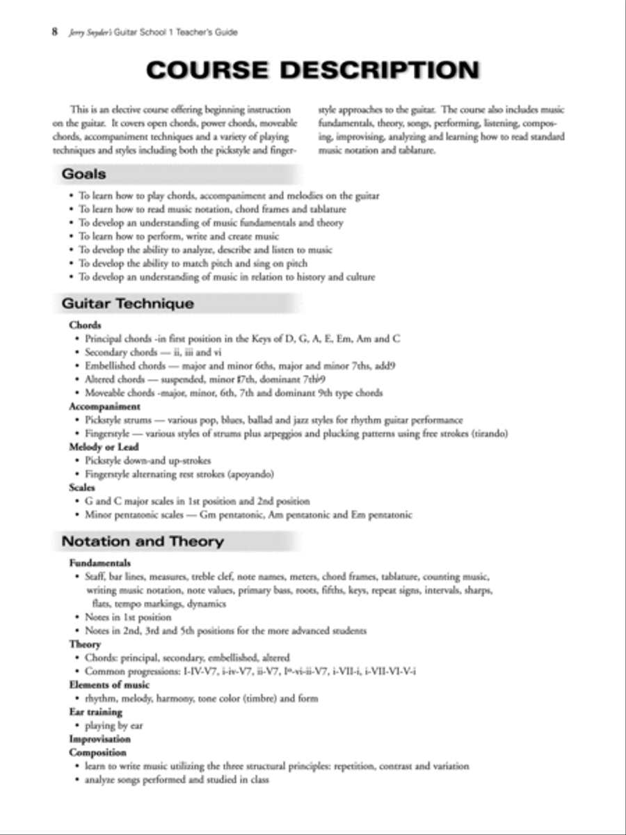 Jerry Snyder's Guitar School, Teacher's Guide, Book 1 Easy Guitar scores gallery preview page 4