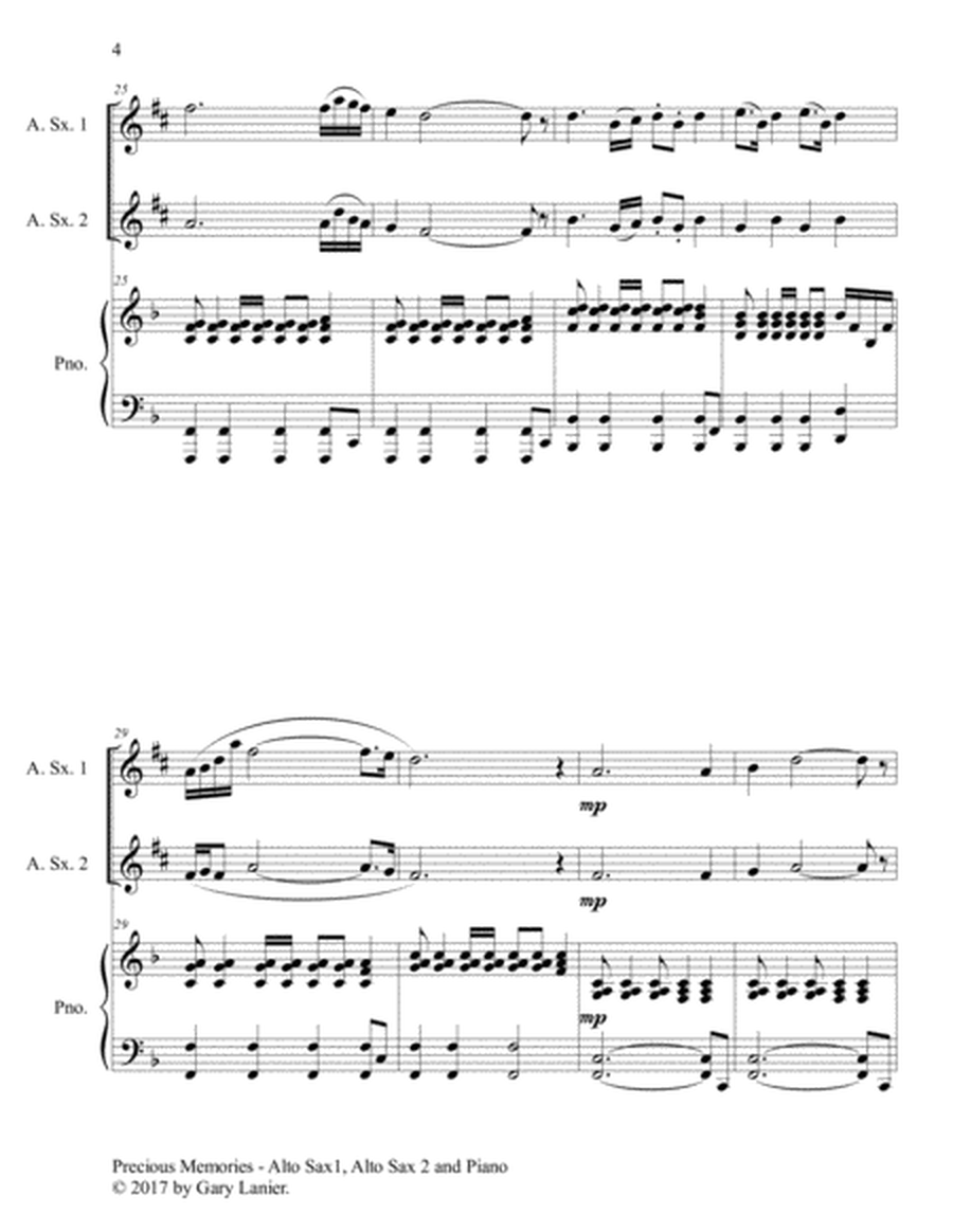 Precious Memories (Trio - Alto Sax 1, Alto Sax 2 & Piano with Score/Part) image number null