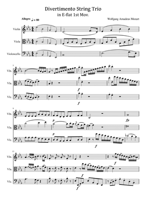 Mozart - Divertimento String Trio - in E flat K.563 1st Mov Original