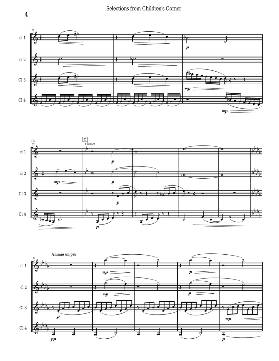 Debussy Children's Corner for Clarinet Quartet Clarinet Quartet scores gallery preview page 5