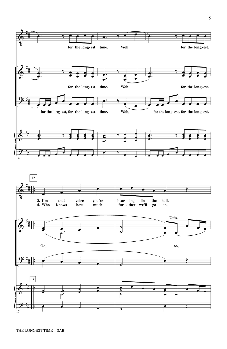The Longest Time (SAB with Tenor Solo) (arr. Kirby Shaw) 3-Part scores gallery preview page 4