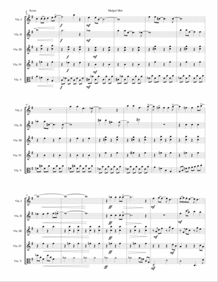 Malgré Moi for 5 violas Viola Solo scores gallery preview page 4