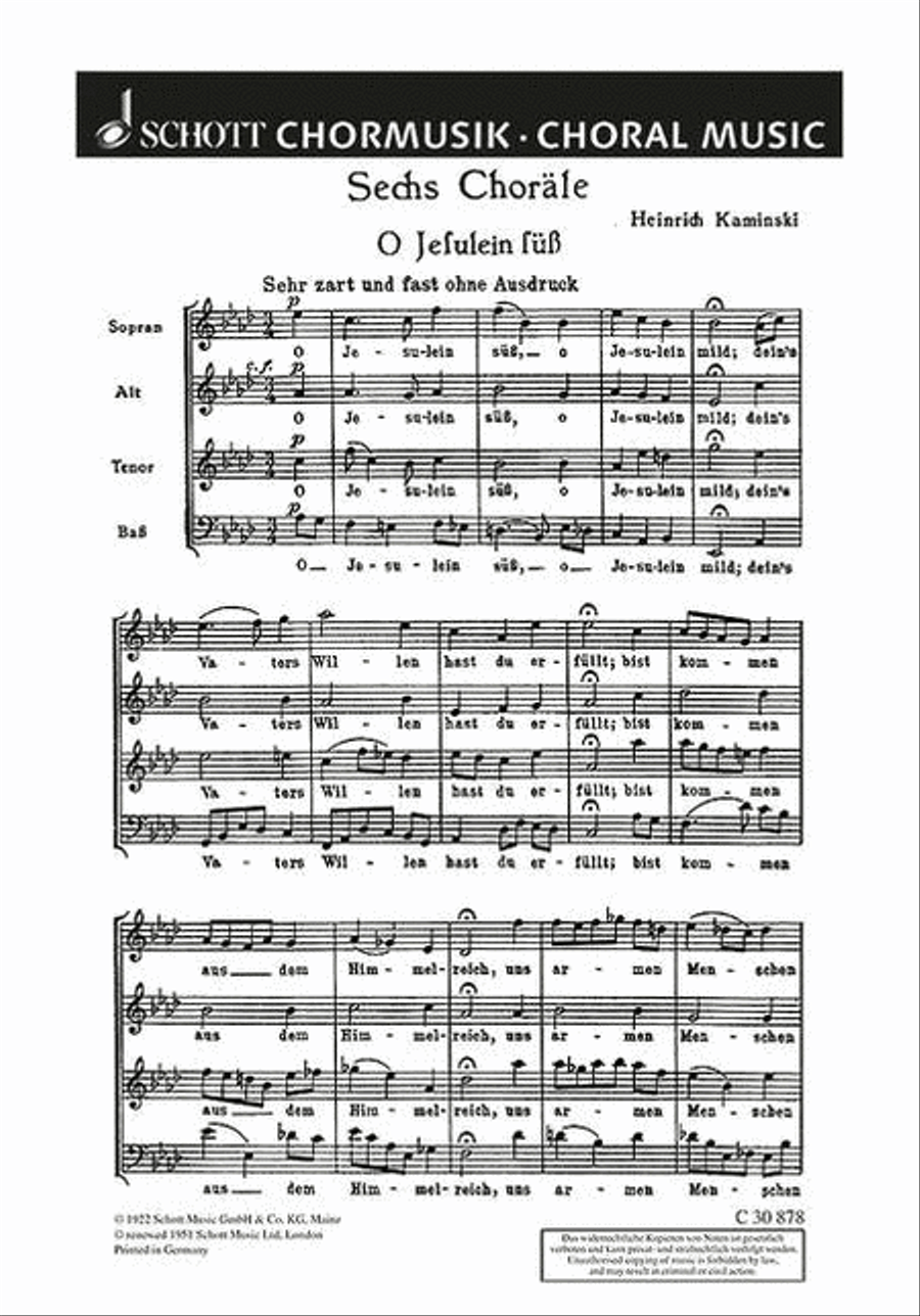 Sechs Choräle Sechs Choräle 4-Part scores gallery preview page 1
