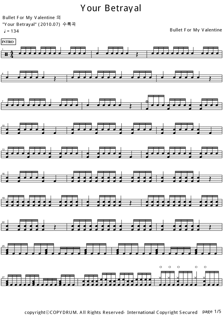 Your Betrayal Drum Set scores gallery preview page 1