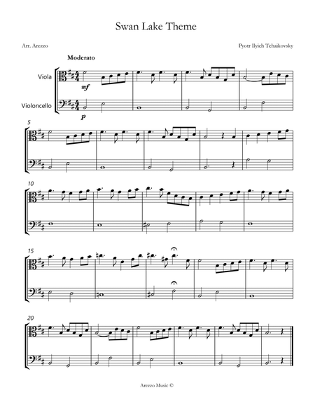 the swan lake theme sheet music for beginners Viola and Cello image number null