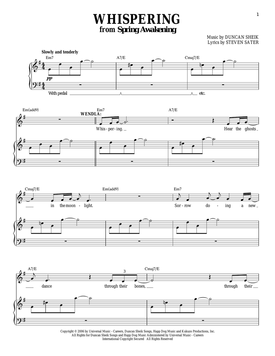 Whispering Piano, Vocal scores gallery preview page 1