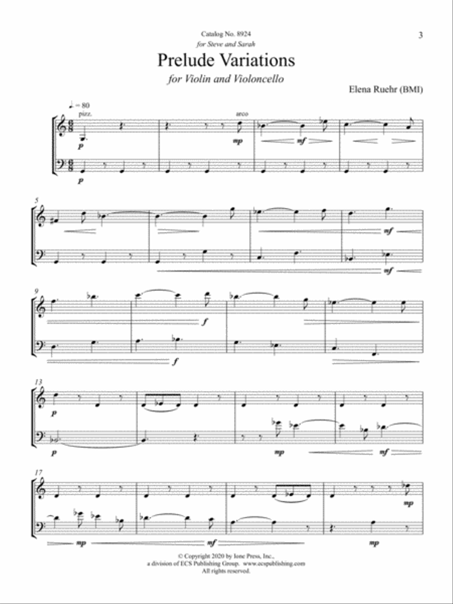 Prelude Variations Cello scores gallery preview page 3