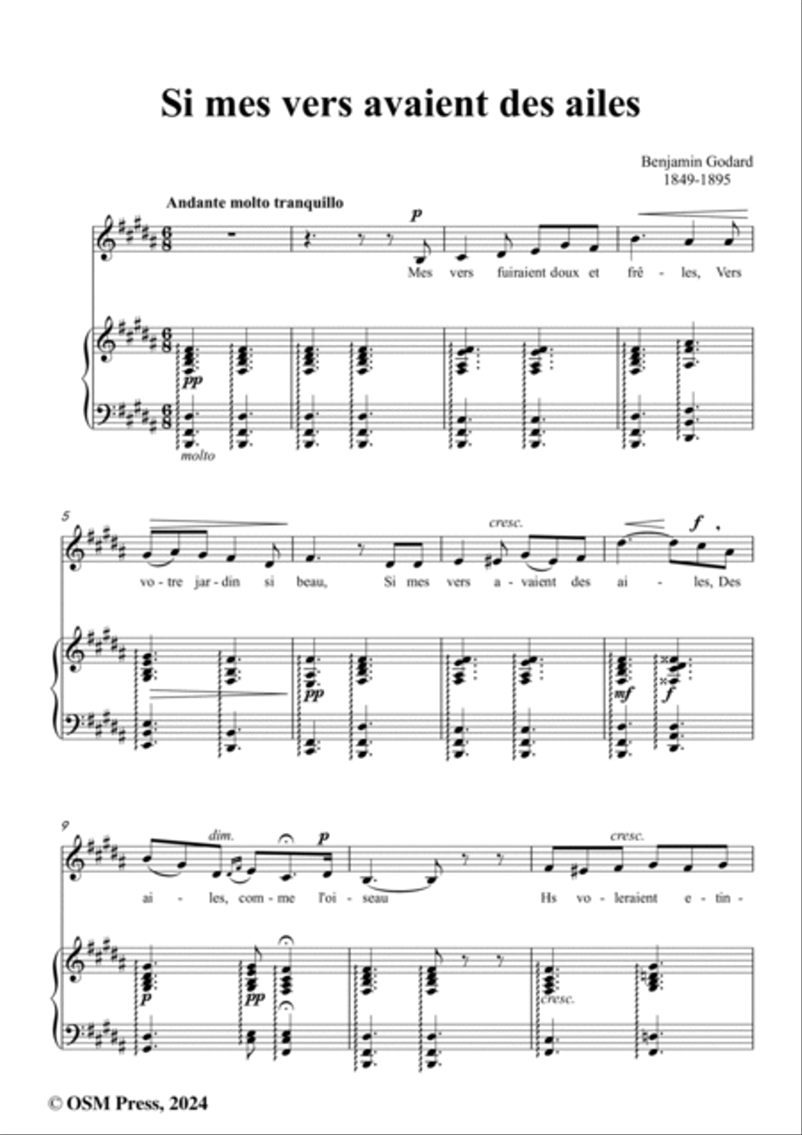 B. Godard-Si mes vers avaient des ailes(Could my songs their way be winging),in B Major Voice scores gallery preview page 2
