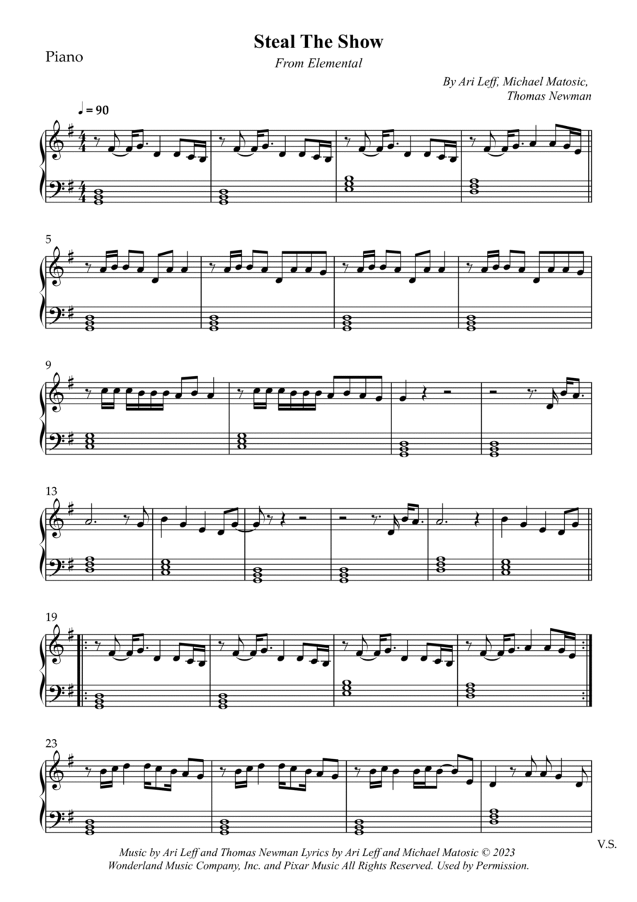 Steal The Show Steal The Show Piano Solo scores gallery preview page 1