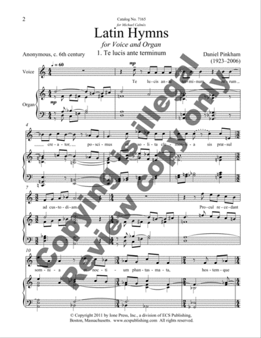 Three Latin Hymns High Voice scores gallery preview page 3