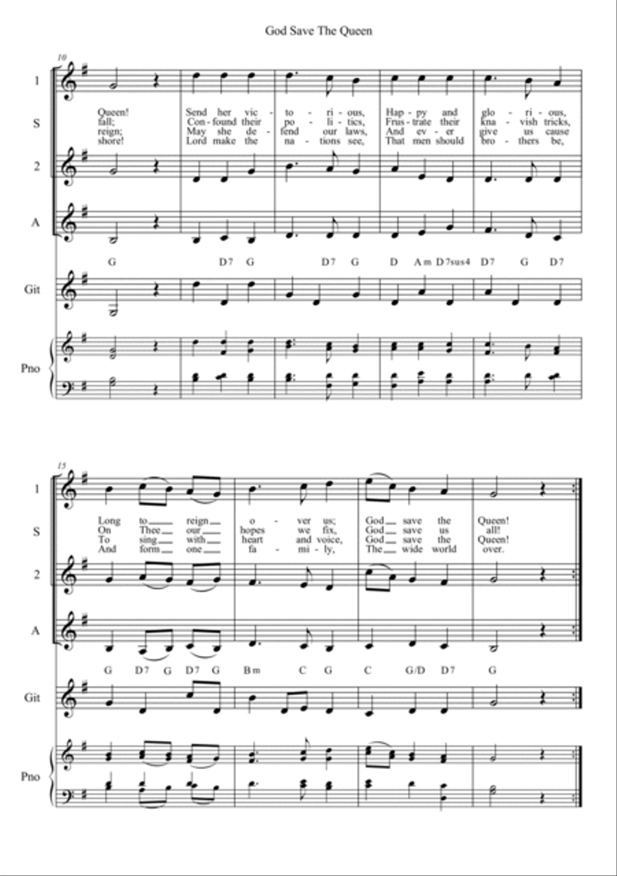 God Save The Queen SSA scores gallery preview page 2