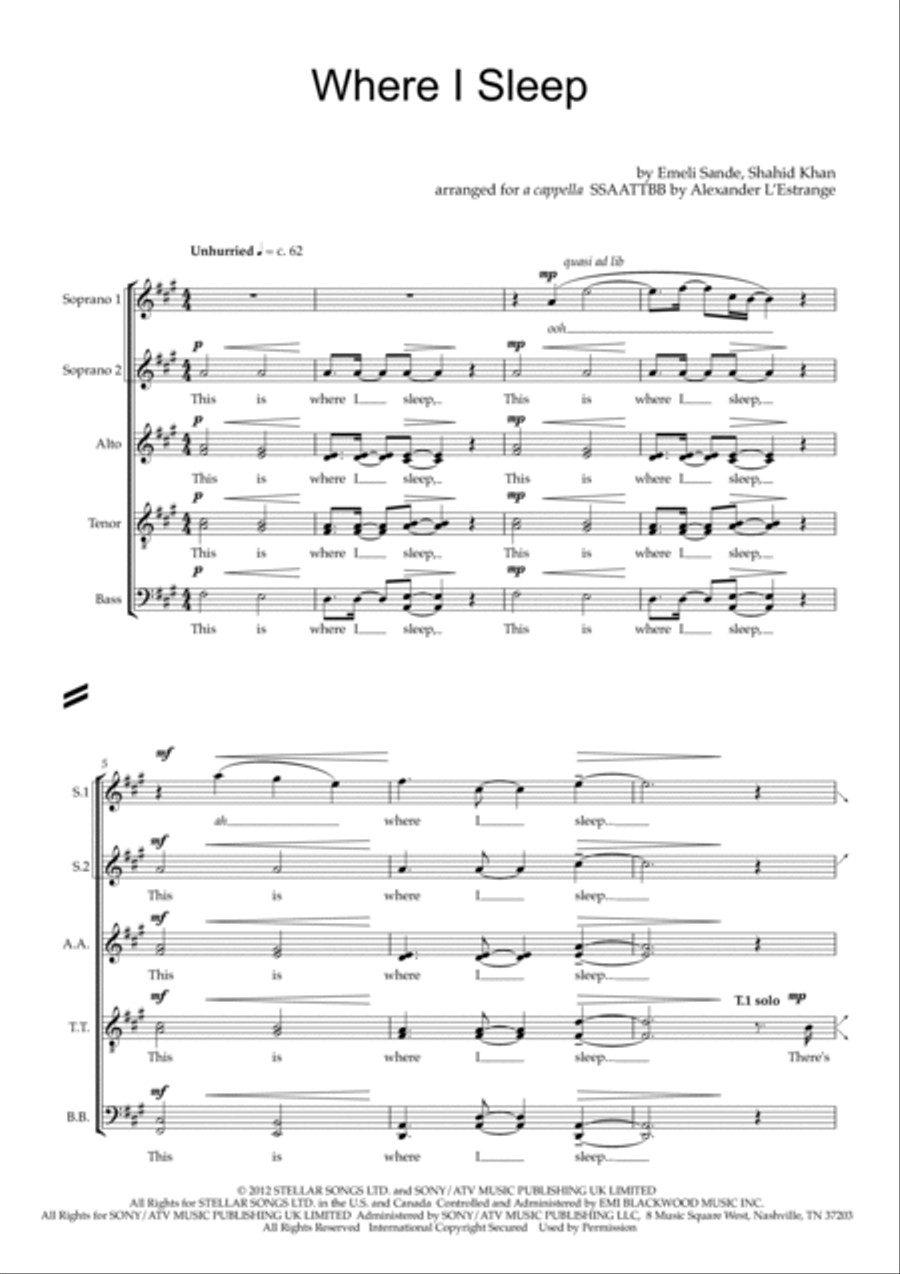 Where I Sleep Divisi scores gallery preview page 3