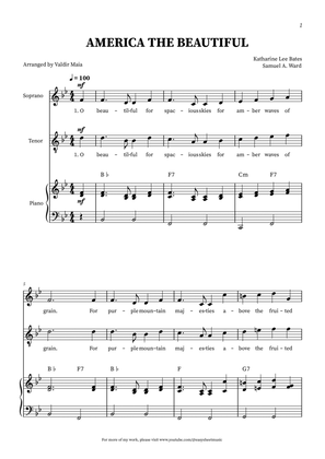 America The Beautiful - Soprano and Tenor (with piano accompaniment + CHORDS)