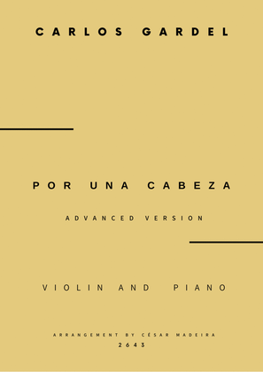 Book cover for Por Una Cabeza - Violin and Piano - Advanced (Full Score and Parts)