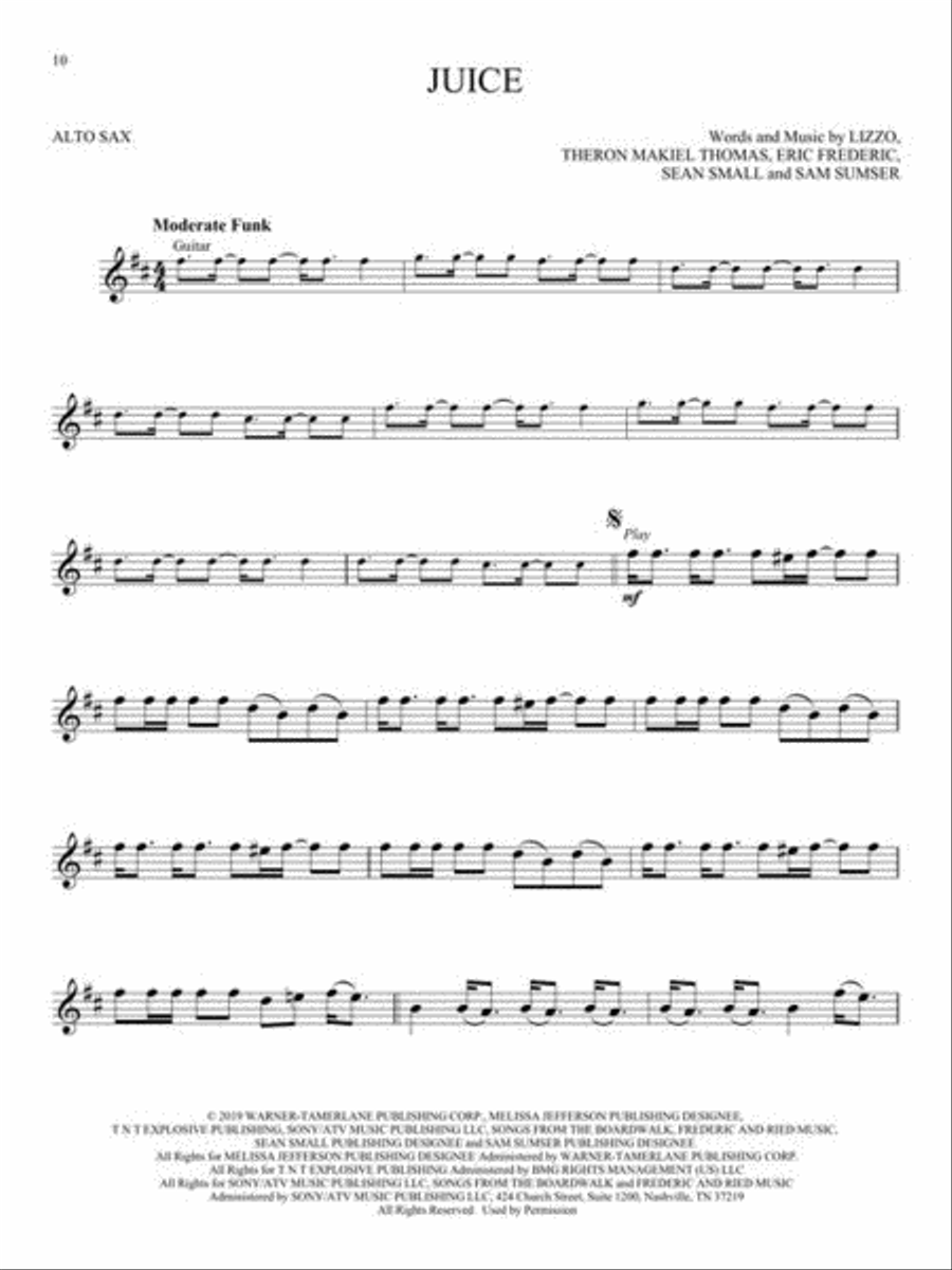 Lizzo – Cuz I Love You Instrumental Play-Along for Alto Sax image number null
