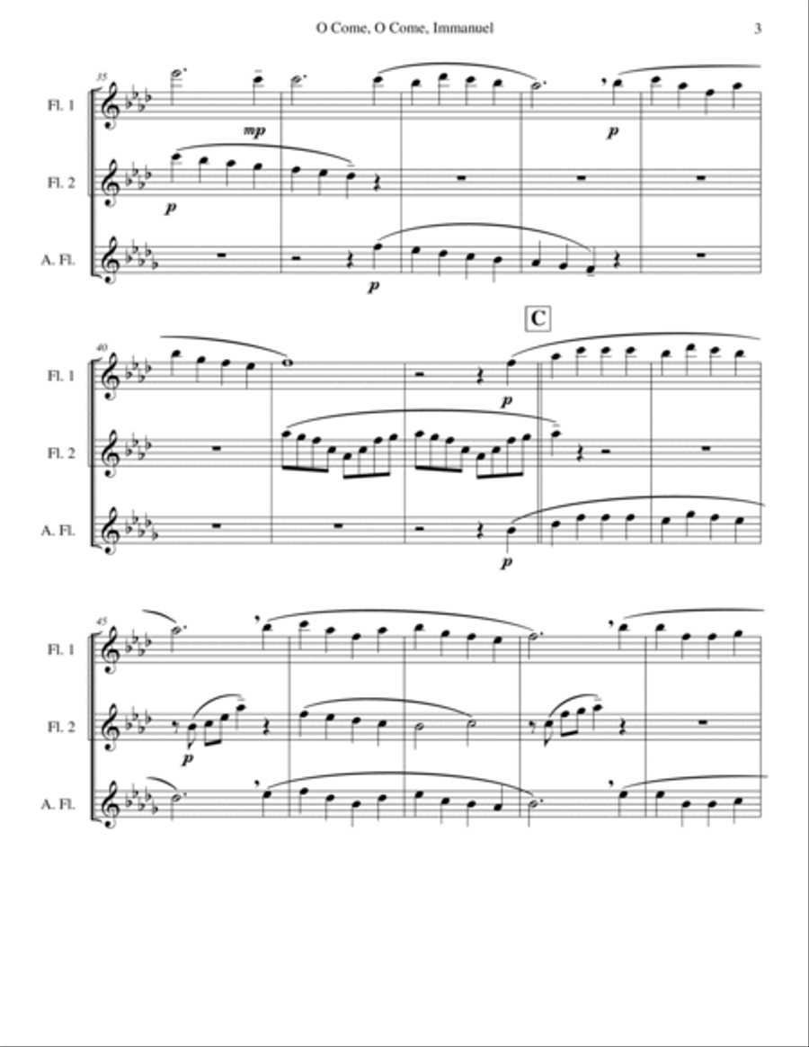O Come, O Come, Immanuel (Emmanuel) - Flute Trio Flute Trio scores gallery preview page 3