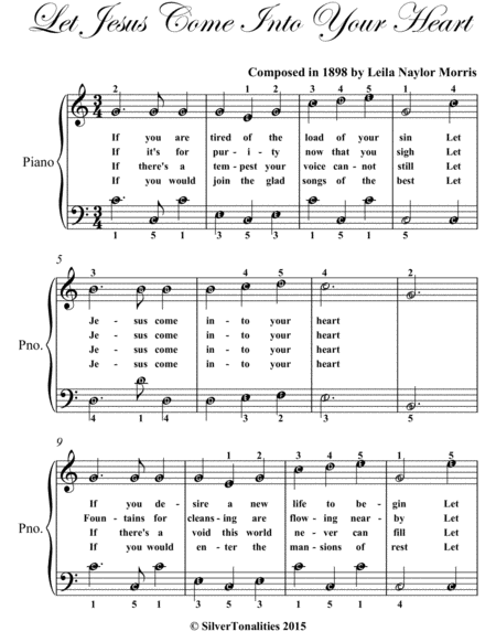 Let Jesus Come Into Your Heart Easy Piano Sheet Music