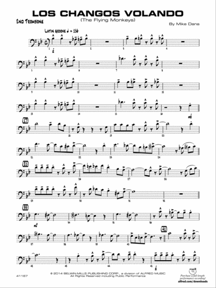 Los changos volando: 2nd Trombone Jazz Ensemble scores gallery preview page 1