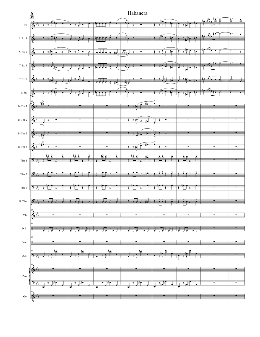 Habanera (Jazzified) Jazz Ensemble scores gallery preview page 6