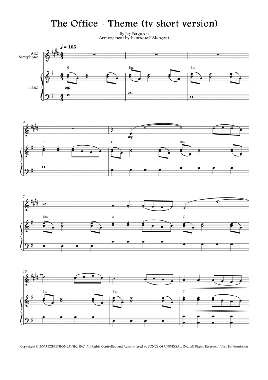The Office - Theme Alto Saxophone scores gallery preview page 1