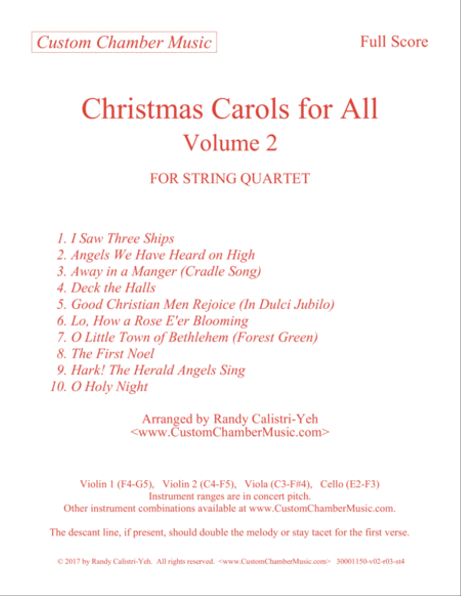 Christmas Carols for All, Volume 2 (for String Quartet) String Quartet scores gallery preview page 3