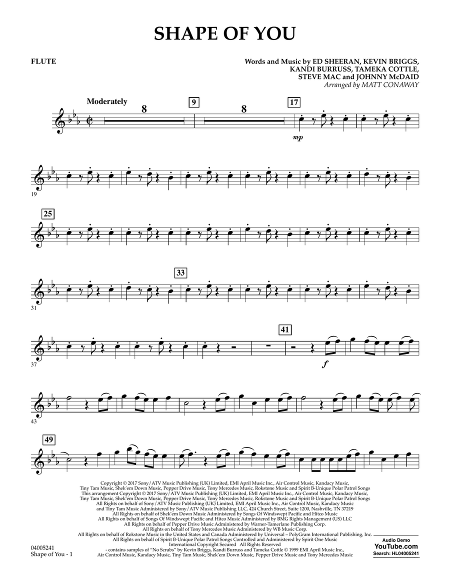 Shape of You - Flute Flute scores gallery preview page 1