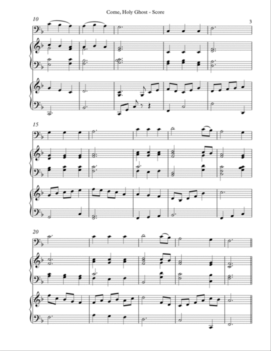Come, Holy Ghost, Trio for Bassoon, Harp, Piano Bassoon scores gallery preview page 3