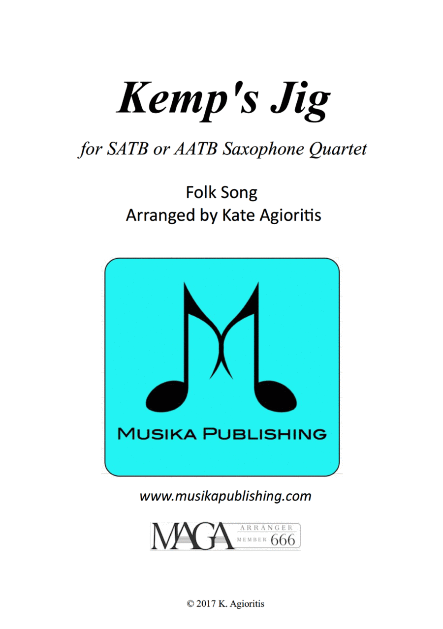 Kemp's Jig - for Saxophone Quartet Saxophone Quartet scores gallery preview page 1