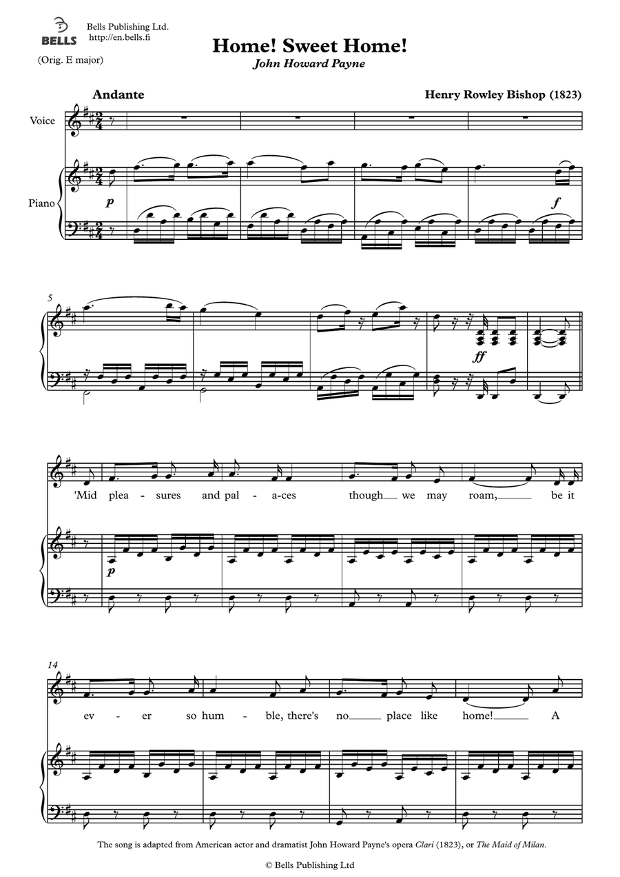 Home! Sweet Home! (Solo song) (D Major)