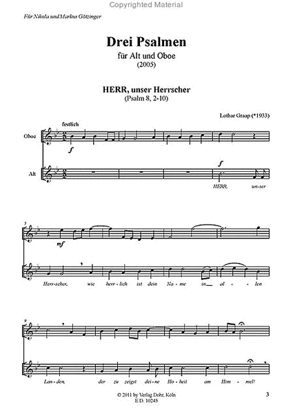 Drei Psalmen für Alt und Oboe (2005)