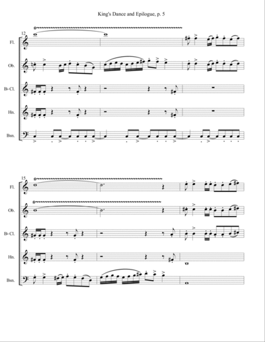 King's Dance and Epilogue - Wind Quintet Woodwind Quintet scores gallery preview page 5
