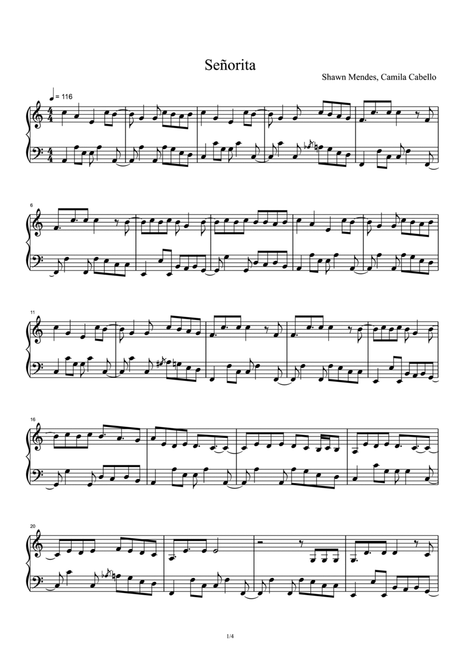 Señorita Señorita Piano Solo scores gallery preview page 1